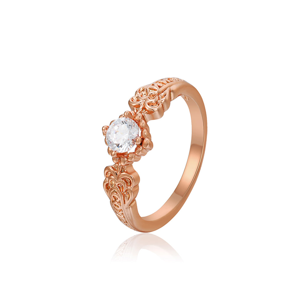 Anillo de Aleación Bañado en Oro con Cristal Emporia® Blanco
