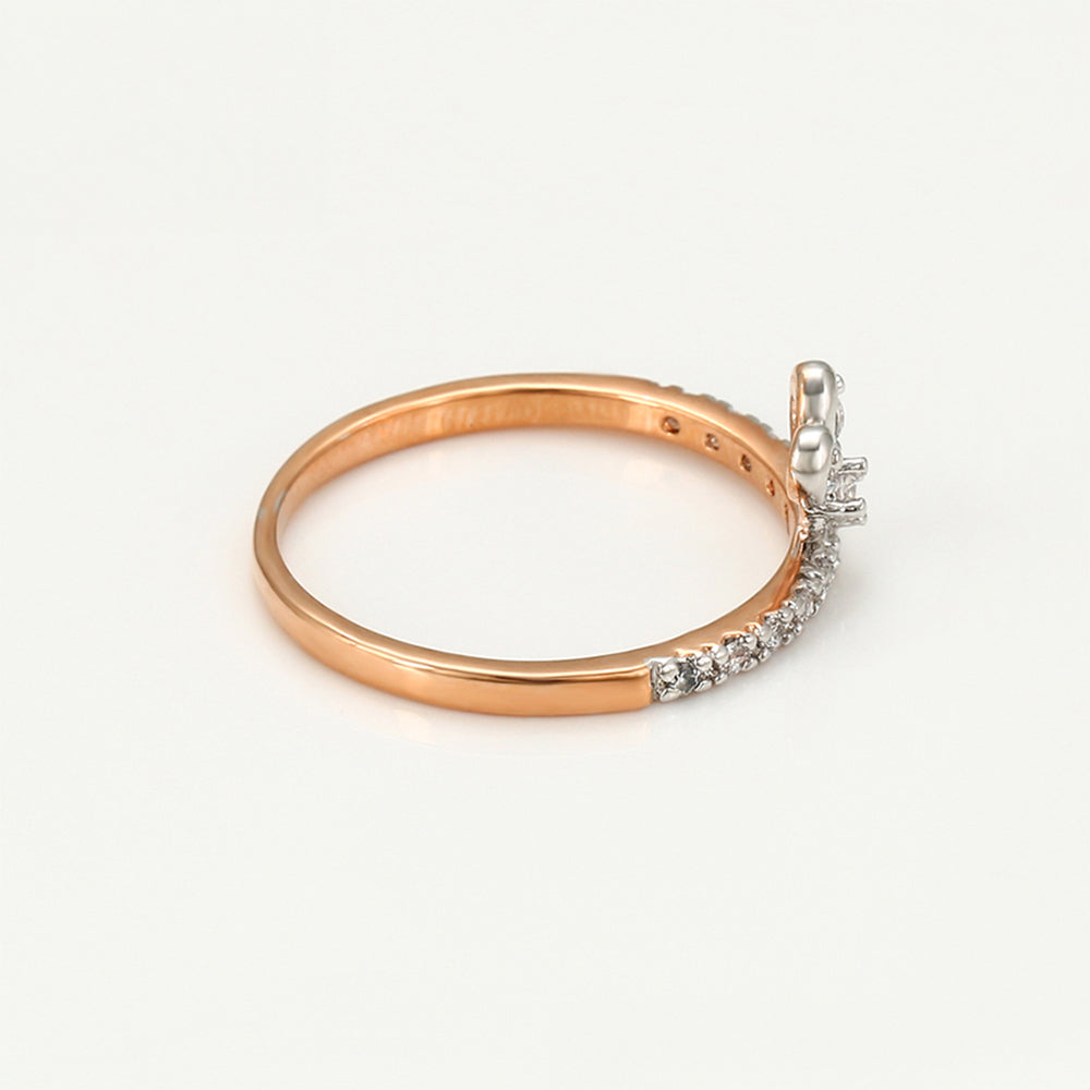 Anillo de Aleación Bañado en Oro con Cristal Emporia® Blanco