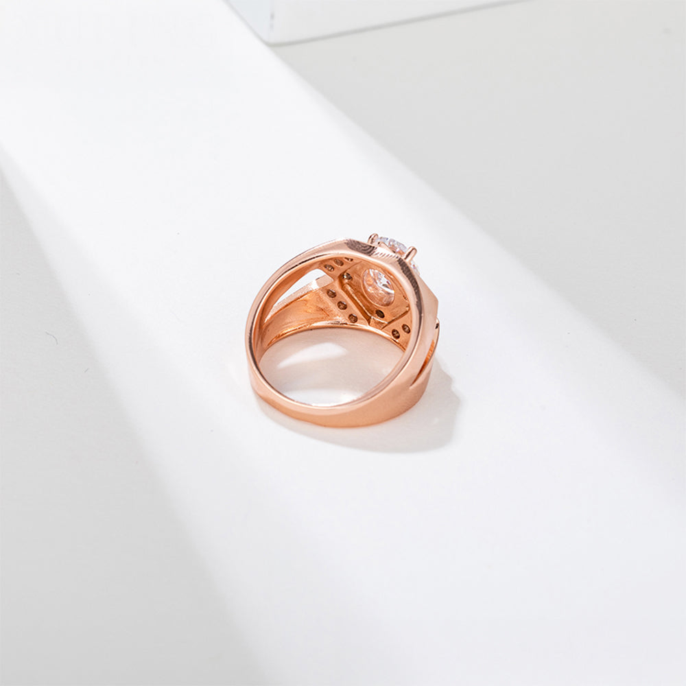Anillo de Aleación Bañado en Oro con Cristal Emporia® Blanco