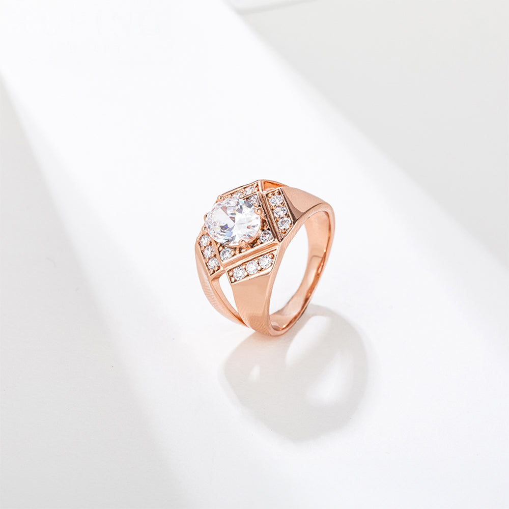 Anillo de Aleación Bañado en Oro con Cristal Emporia® Blanco