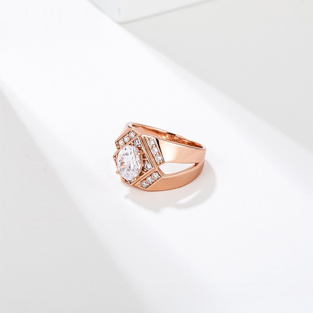 Anillo de Aleación Bañado en Oro con Cristal Emporia® Blanco