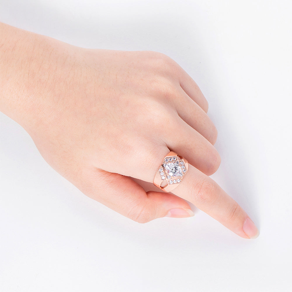 Anillo de Aleación Bañado en Oro con Cristal Emporia® Blanco