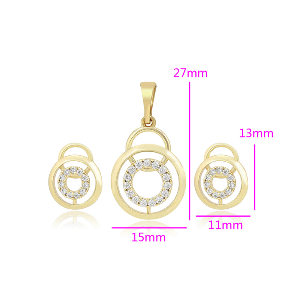 Conjunto de Aleación Bañado en Oro con Cristal Emporia® Blanco ( Pendientes +Colgante )