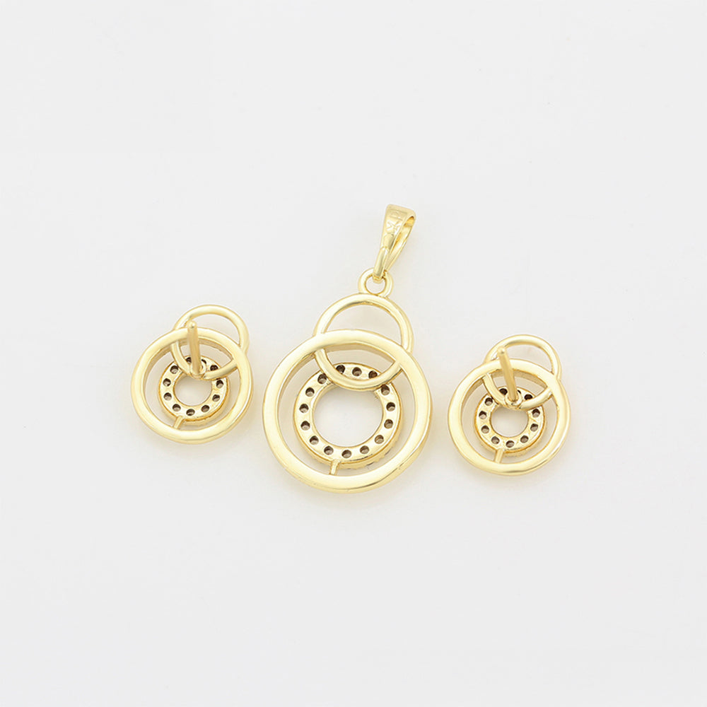 Conjunto de Aleación Bañado en Oro con Cristal Emporia® Blanco ( Pendientes +Colgante )