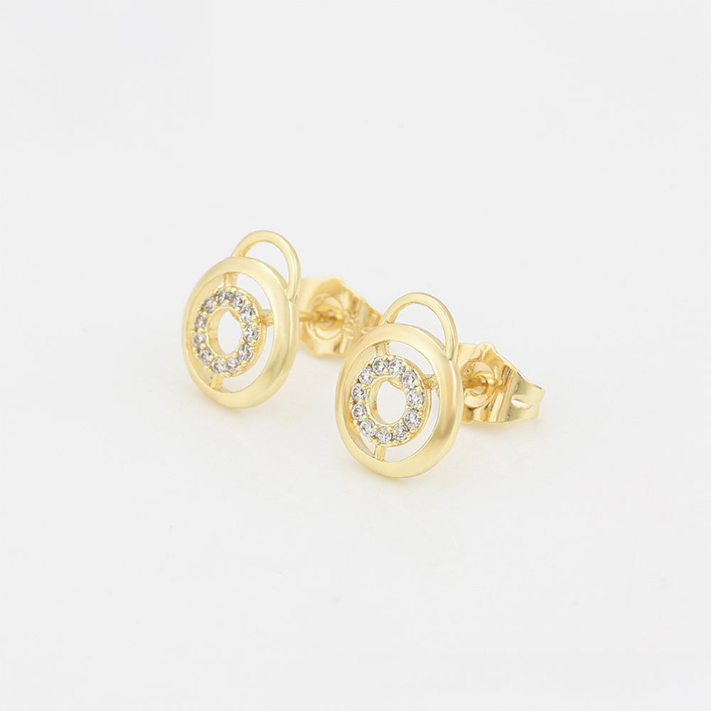 Conjunto de Aleación Bañado en Oro con Cristal Emporia® Blanco ( Pendientes +Colgante )