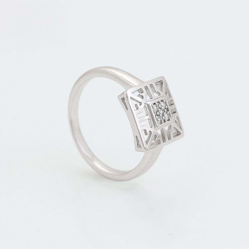 Conjunto de Aleación Bañado en Oro con Cristal Emporia® Blanco ( Pendientes +Anillo )
