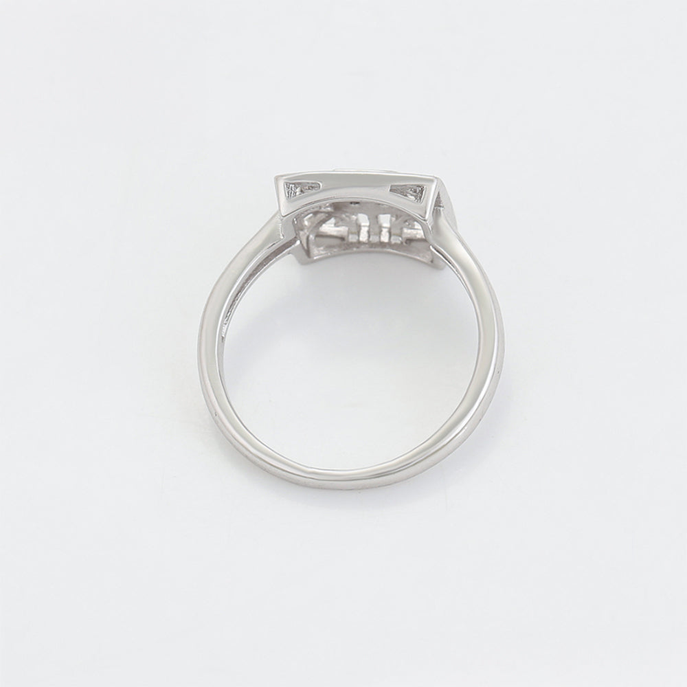 Conjunto de Aleación Bañado en Oro con Cristal Emporia® Blanco ( Pendientes +Anillo )