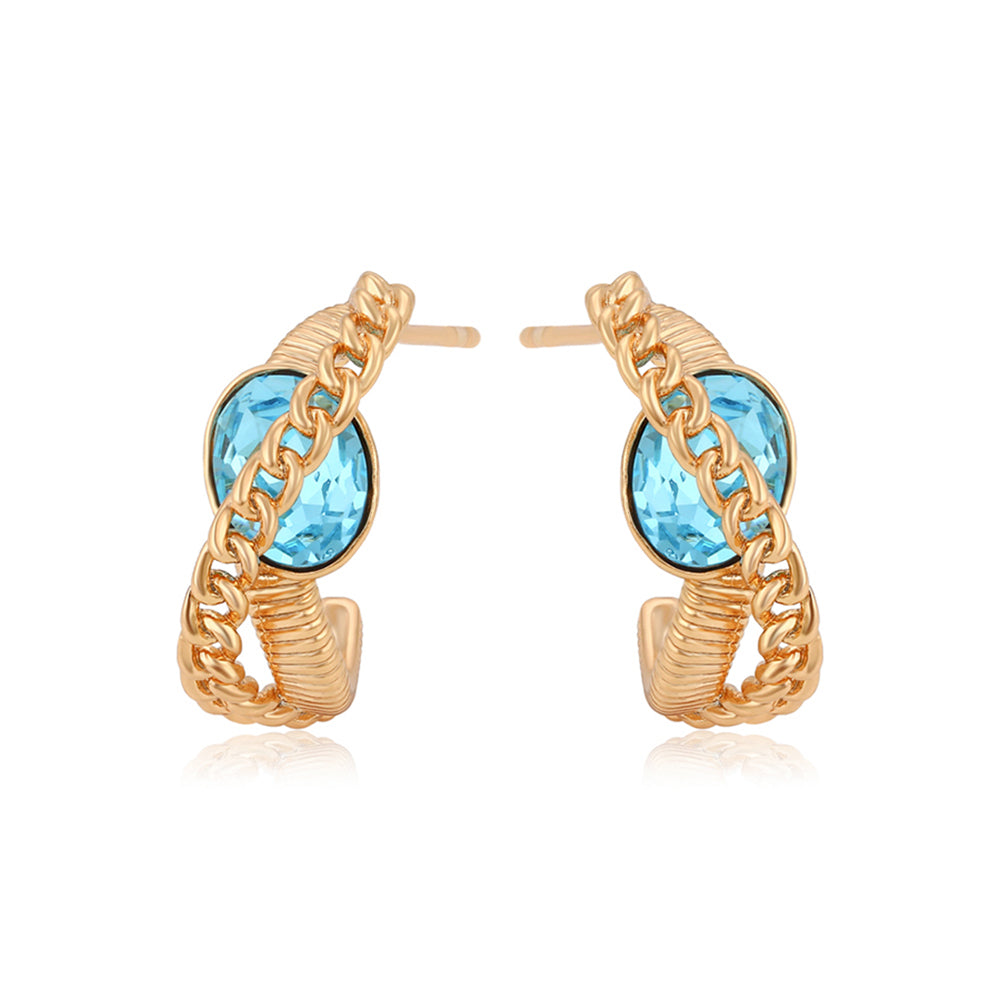 Pendientes de Aleación Bañado en Oro con Cristal Emporia® Azul