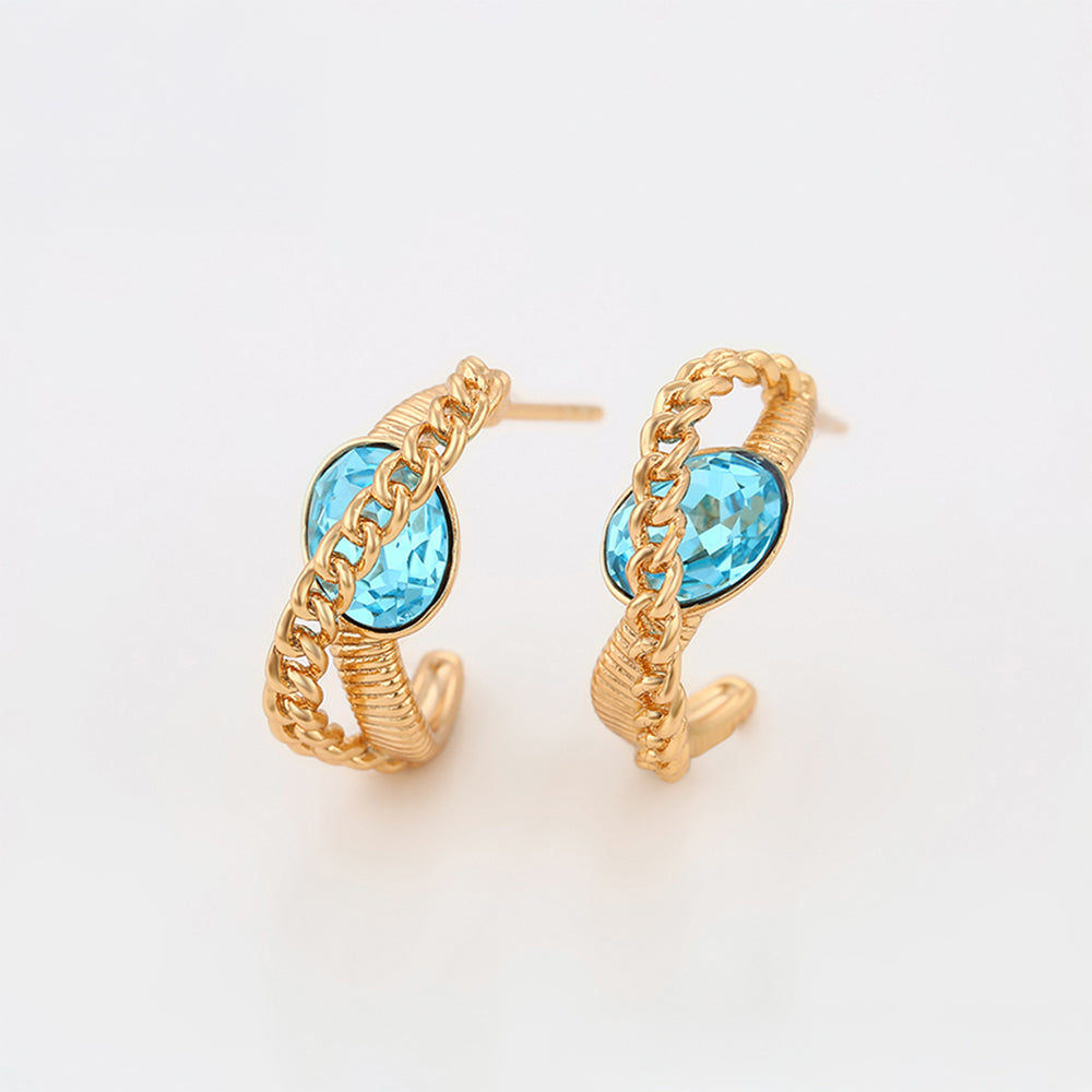 Pendientes de Aleación Bañado en Oro con Cristal Emporia® Azul