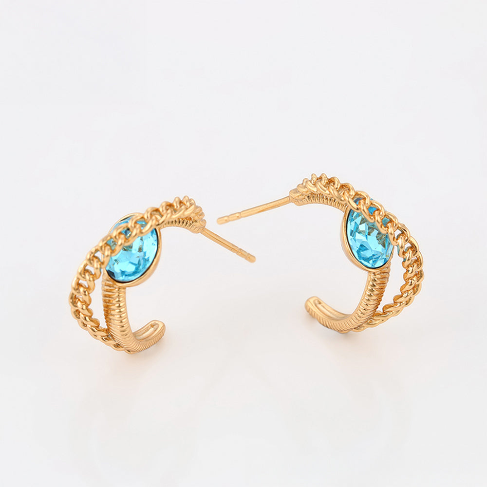 Pendientes de Aleación Bañado en Oro con Cristal Emporia® Azul