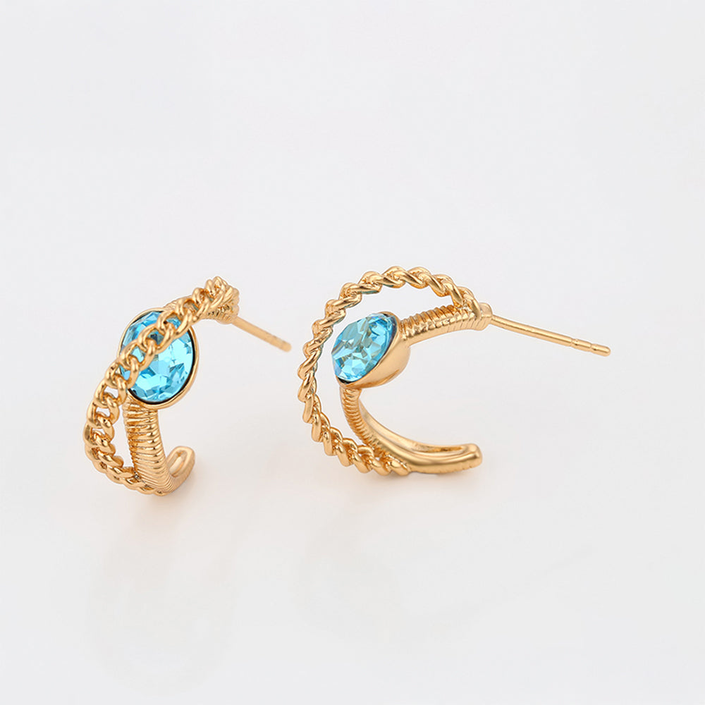 Pendientes de Aleación Bañado en Oro con Cristal Emporia® Azul