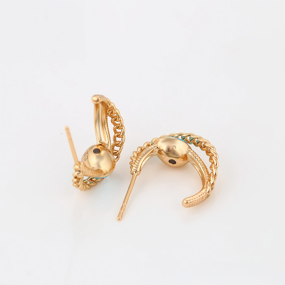 Pendientes de Aleación Bañado en Oro con Cristal Emporia® Azul