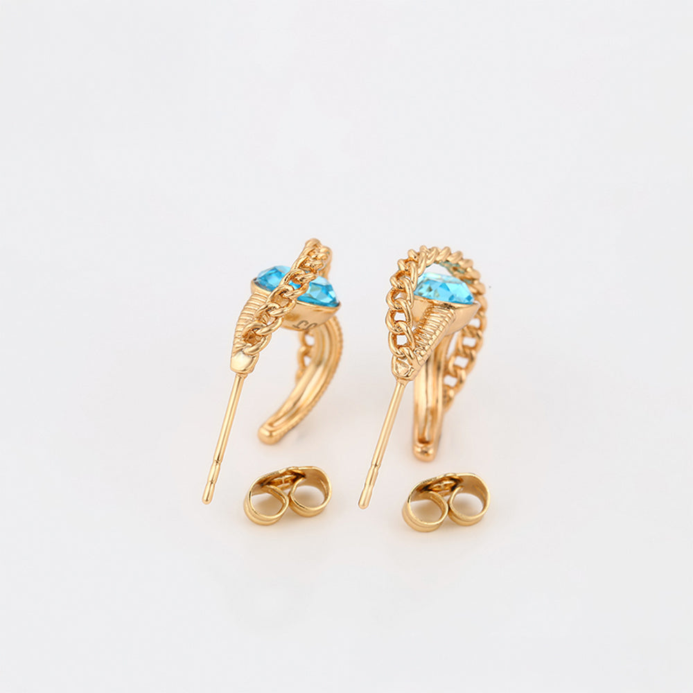 Pendientes de Aleación Bañado en Oro con Cristal Emporia® Azul