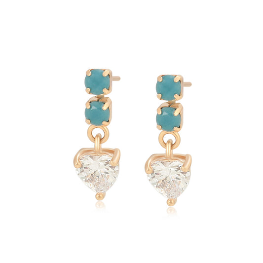 Pendientes de Aleación Bañado en Oro con Cristal Emporia® Verde y Cristal Emporia® Blanco