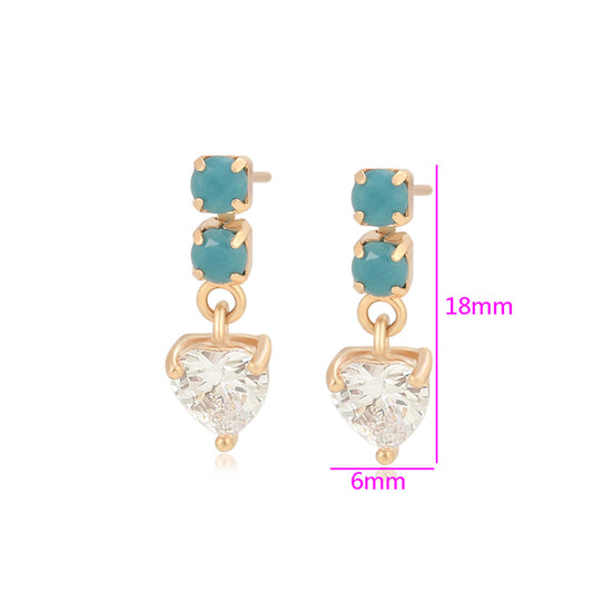 Pendientes de Aleación Bañado en Oro con Cristal Emporia® Verde y Cristal Emporia® Blanco