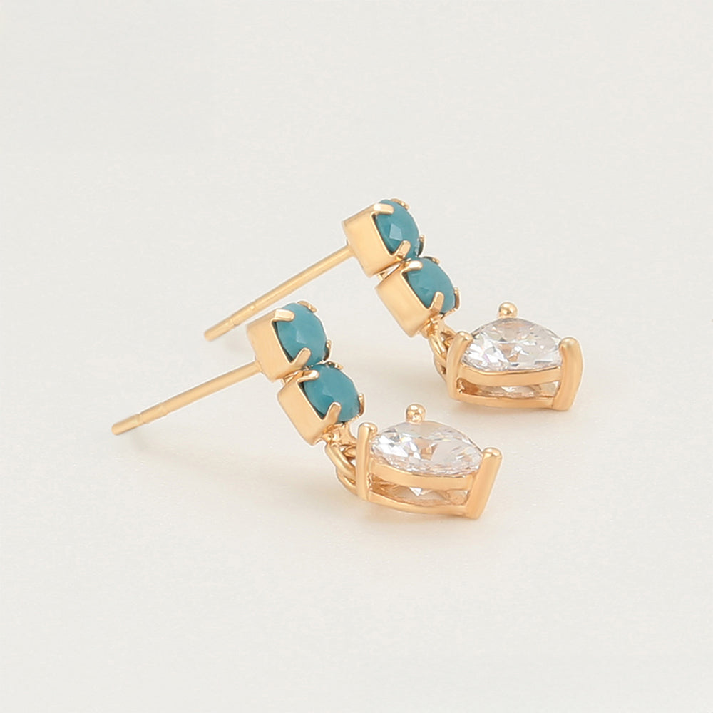 Pendientes de Aleación Bañado en Oro con Cristal Emporia® Verde y Cristal Emporia® Blanco