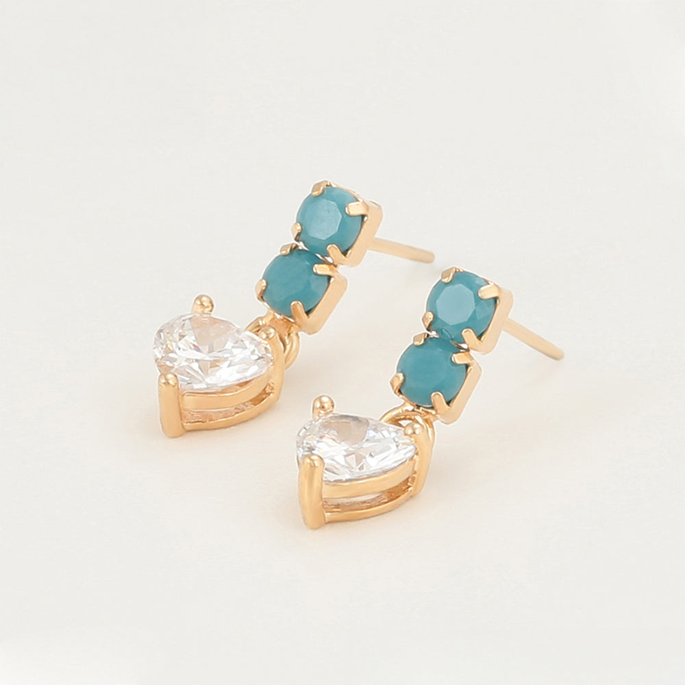 Pendientes de Aleación Bañado en Oro con Cristal Emporia® Verde y Cristal Emporia® Blanco