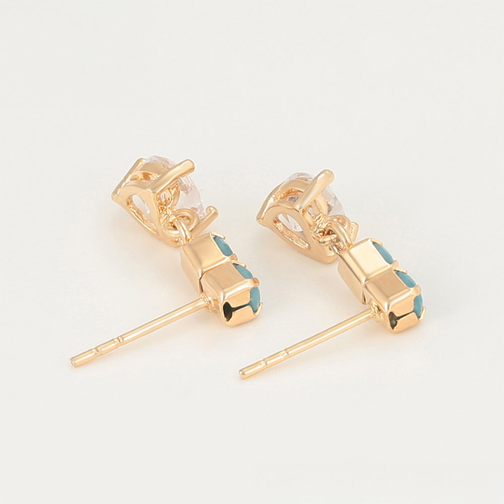 Pendientes de Aleación Bañado en Oro con Cristal Emporia® Verde y Cristal Emporia® Blanco