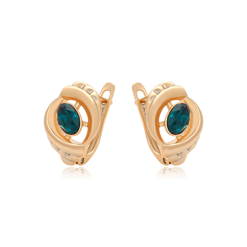 Pendientes de Aleación Bañado en Oro con Cristal Emporia® Verde