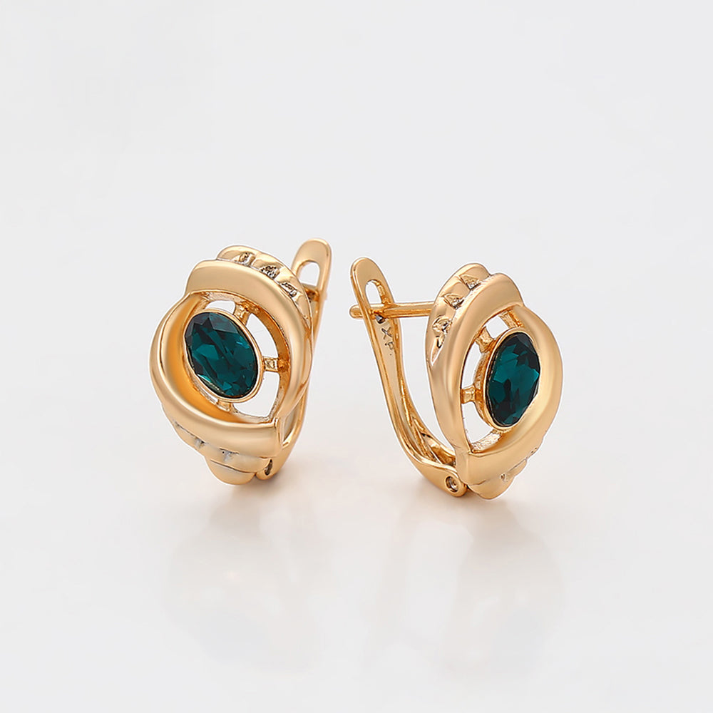Pendientes de Aleación Bañado en Oro con Cristal Emporia® Verde