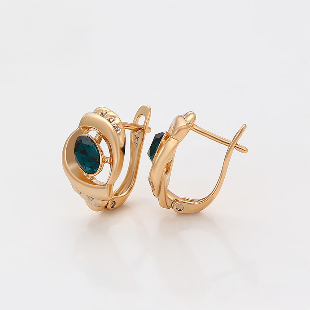 Pendientes de Aleación Bañado en Oro con Cristal Emporia® Verde
