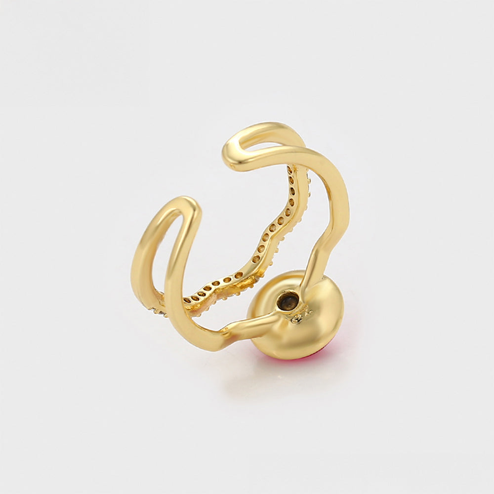 Anillo de Aleación Bañado en Oro con Cristal Emporia® Rojo