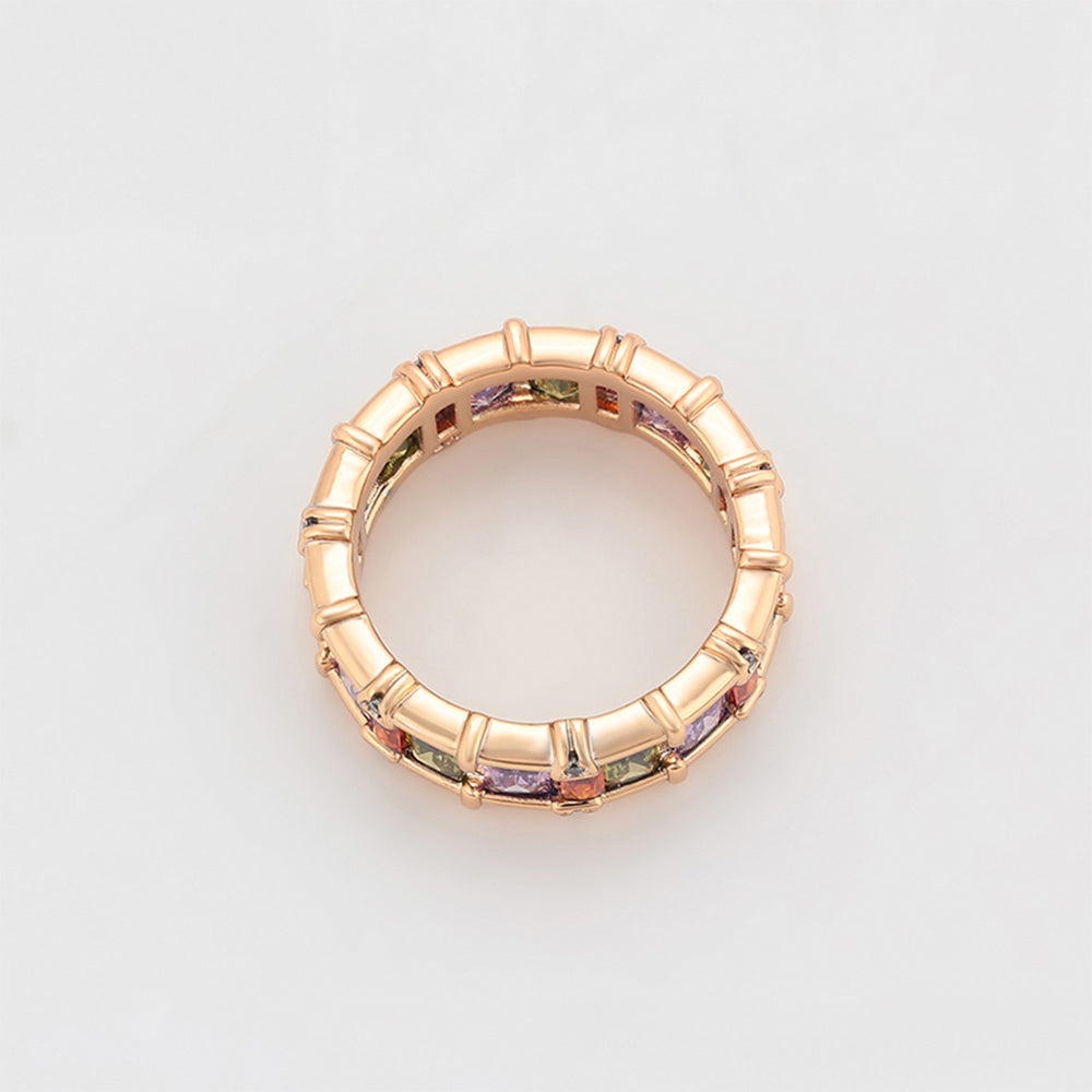 Anillo de Aleación Bañado en Oro con Cristal Emporia® Púrpura y Cristal Emporia® Rosa
