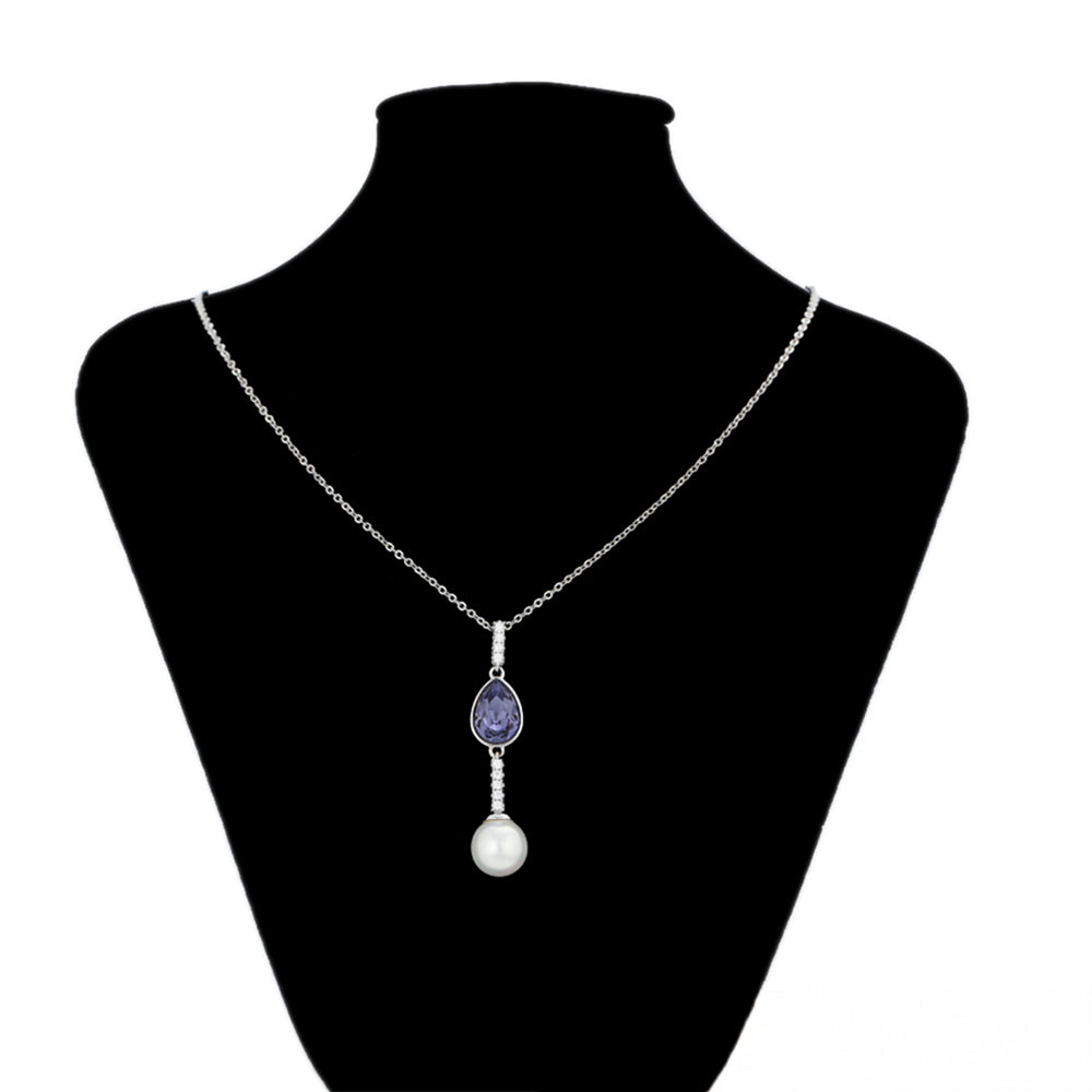 Collar de Aleación Bañado en Oro con Cristal Emporia® Púrpura y Perla de cristal