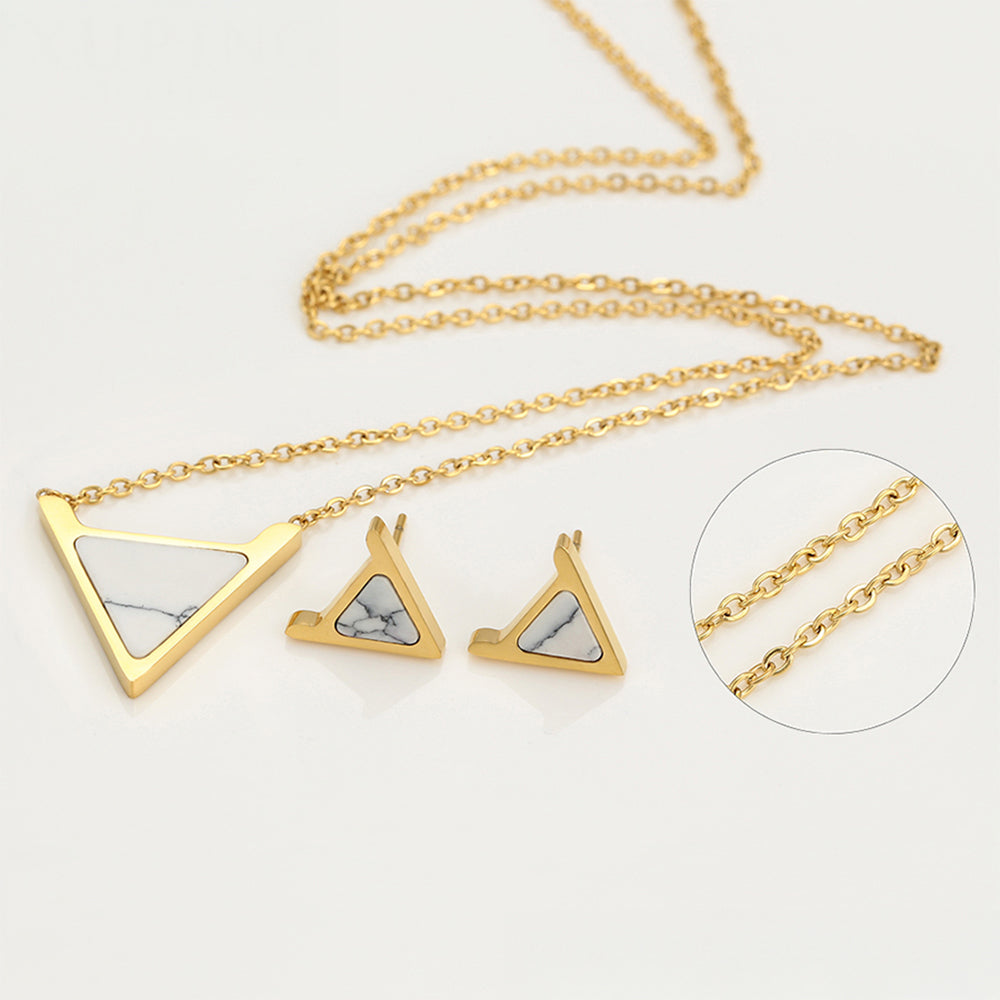 Conjunto de Aleación Bañado en Oro con Cristal Emporia® Blanco ( Collar +Pendientes )