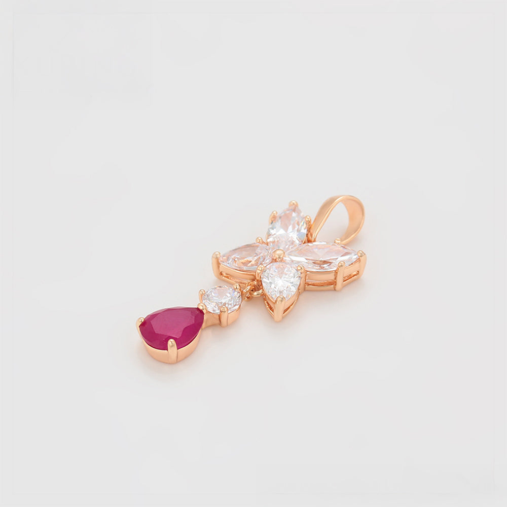 Conjunto de Aleación Bañado en Oro con Cristal Emporia® Rosa y Cristal Emporia® Blanco ( Pendientes +Colgante )