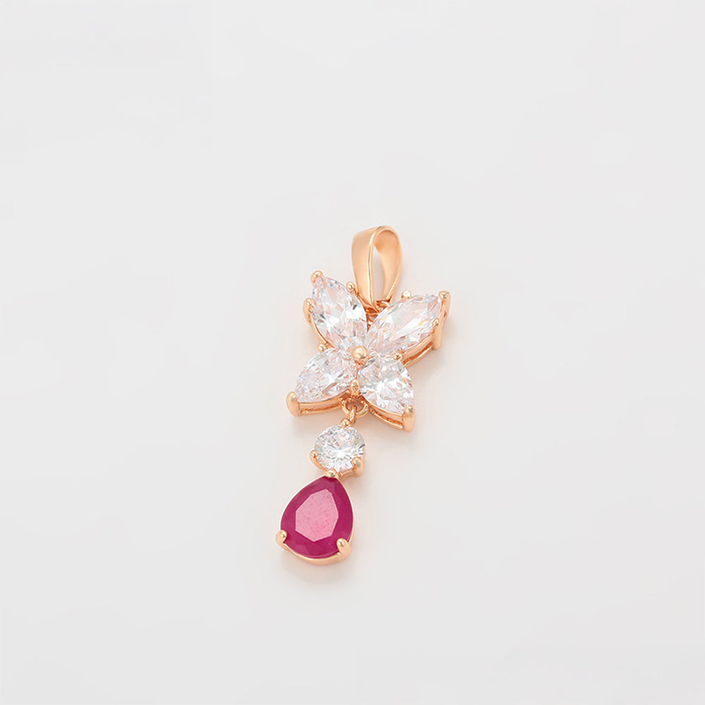 Conjunto de Aleación Bañado en Oro con Cristal Emporia® Rosa y Cristal Emporia® Blanco ( Pendientes +Colgante )