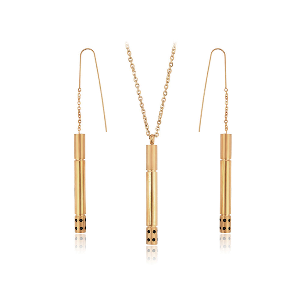Conjunto de Aleación Bañado en Oro con Cristal Emporia® Rojo ( Collar +Pendientes +Colgante )