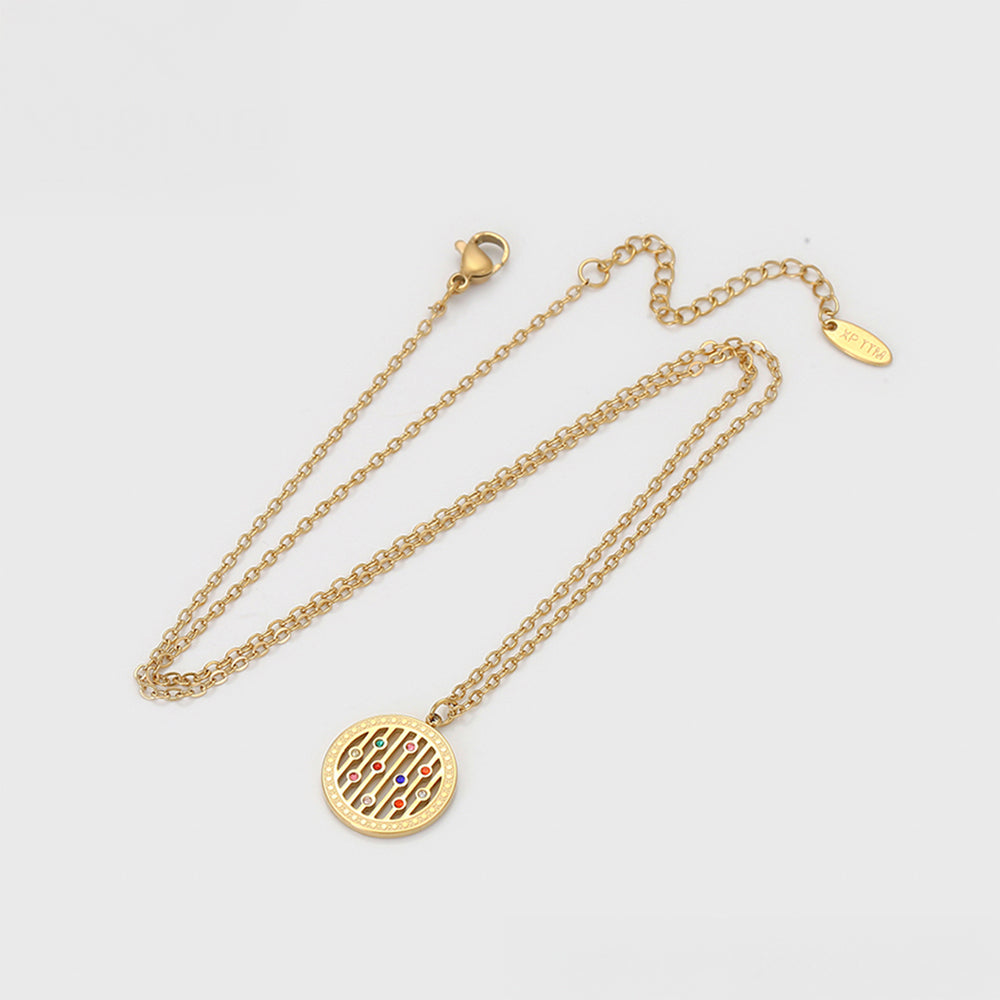 Conjunto de Aleación Bañado en Oro con Cristal Emporia® Rojo y Cristal Emporia® Azul ( Collar +Pendientes +Pulsera +Colgante )