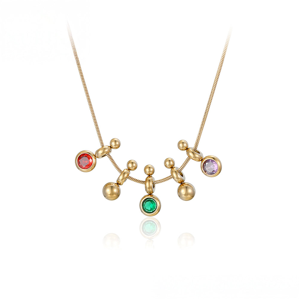 Collar de Aleación Bañado en Oro con Cristal Emporia® Verde y Cristal Emporia® Rojo