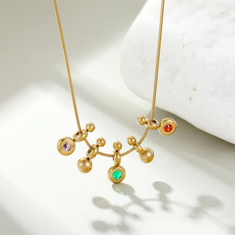 Collar de Aleación Bañado en Oro con Cristal Emporia® Verde y Cristal Emporia® Rojo