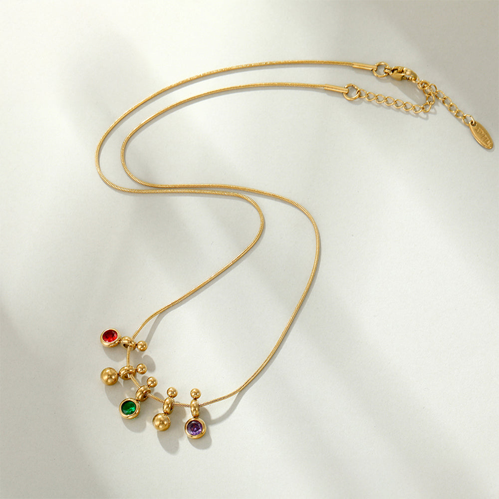 Collar de Aleación Bañado en Oro con Cristal Emporia® Verde y Cristal Emporia® Rojo