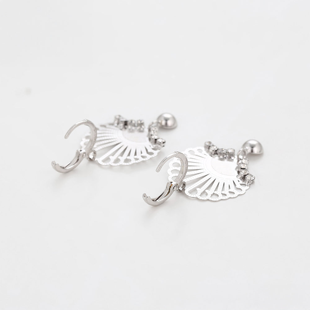 Conjunto de Aleación Bañado en Oro con Cristal Emporia® Blanco ( Pendientes +Colgante )