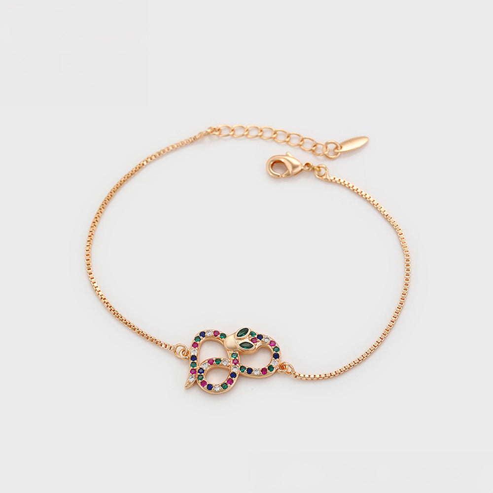 Pulsera de Aleación Bañado en Oro con Cristal Emporia® Rojo y Cristal Emporia® Verde