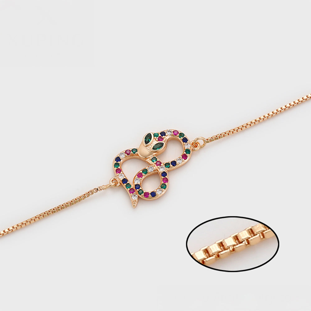 Pulsera de Aleación Bañado en Oro con Cristal Emporia® Rojo y Cristal Emporia® Verde