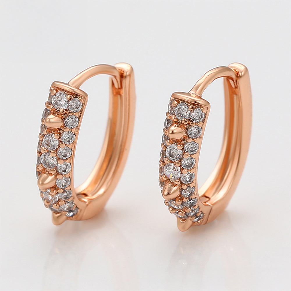 Pendientes de Aleación Bañado en Oro con Cristal Emporia® Blanco