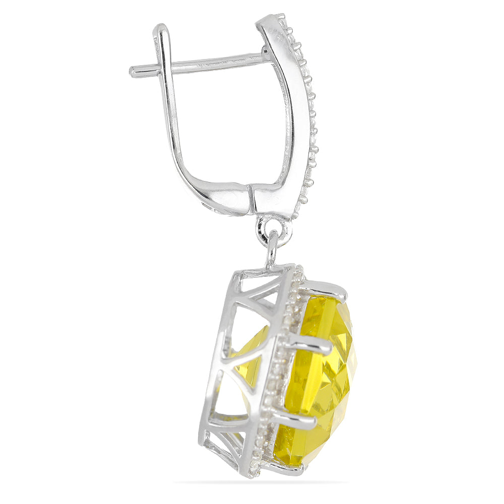 Pendientes de Plata con Diáspora artificial y Topacio Blanco