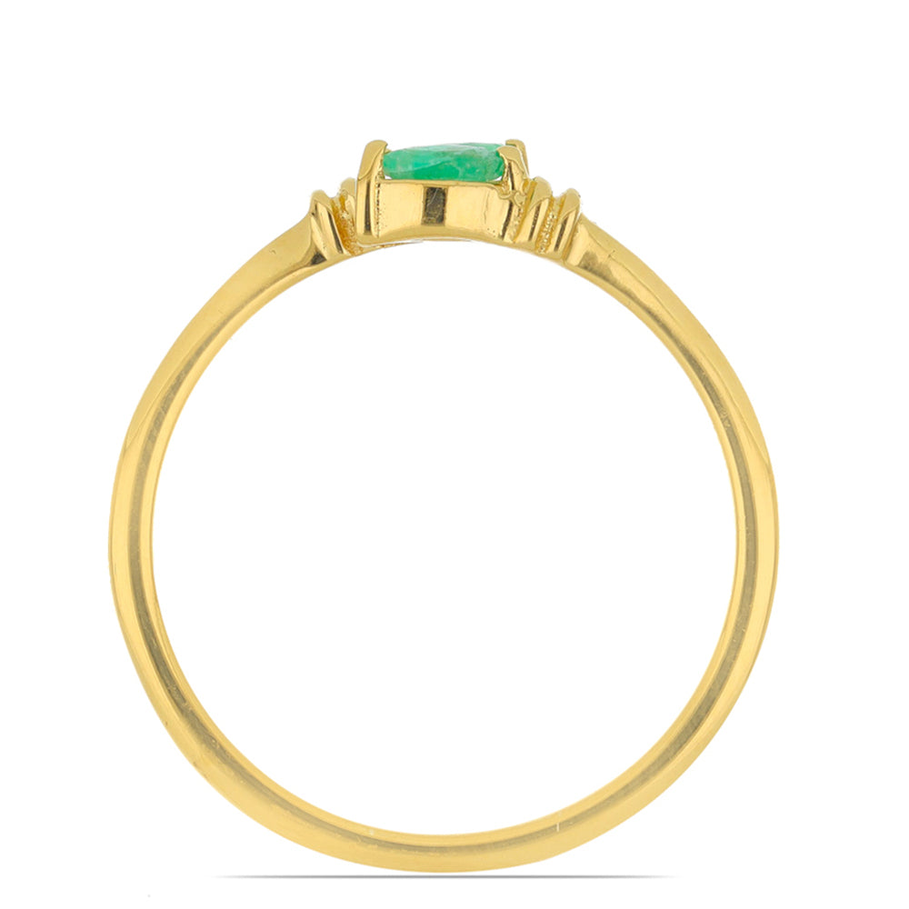 Anillo de Plata Bañada en Oro con Esmeralda de Brasil