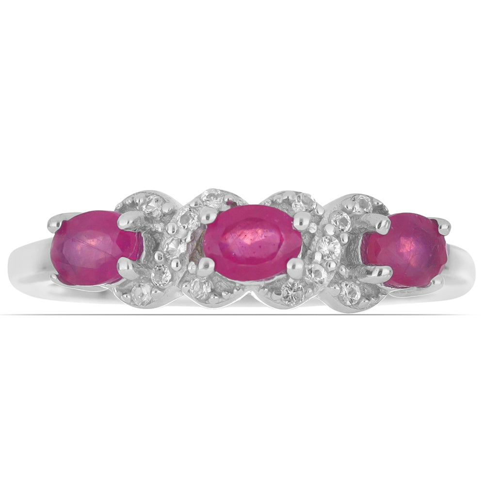 Anillo de Plata con Rubí de Madagascar y Topacio Blanco