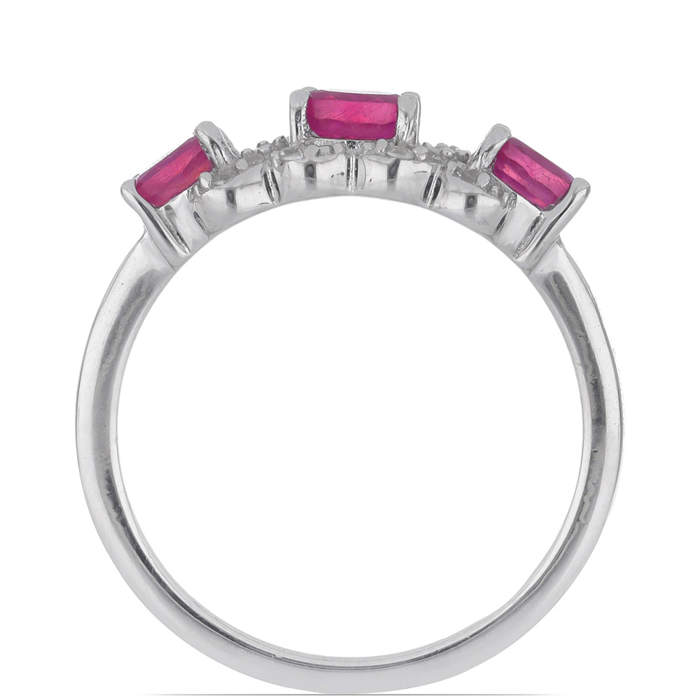 Anillo de Plata con Rubí de Madagascar y Topacio Blanco