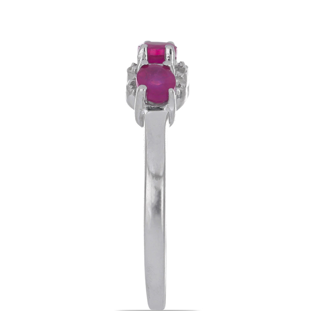 Anillo de Plata con Rubí de Madagascar y Topacio Blanco