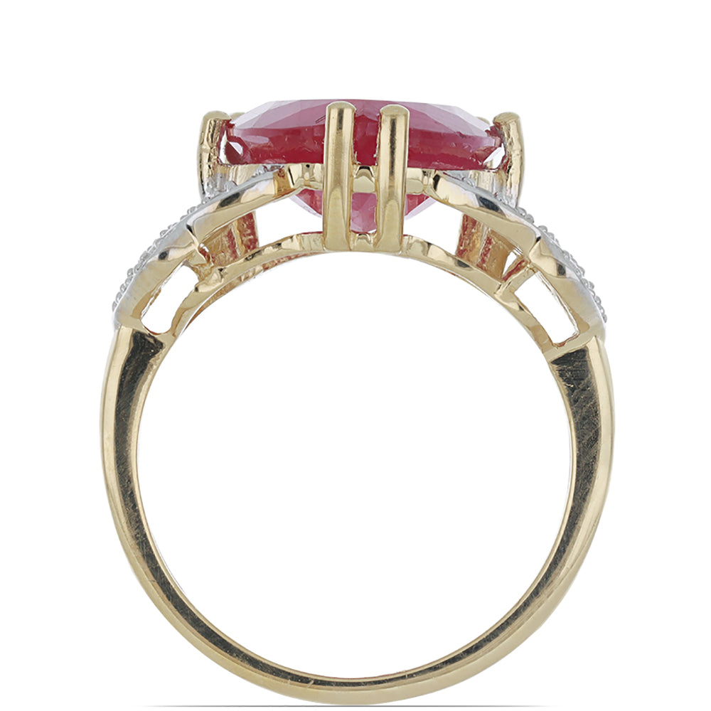 Anillo de Plata Bañada en Oro con Rubí de Madagascar y Topacio Blanco