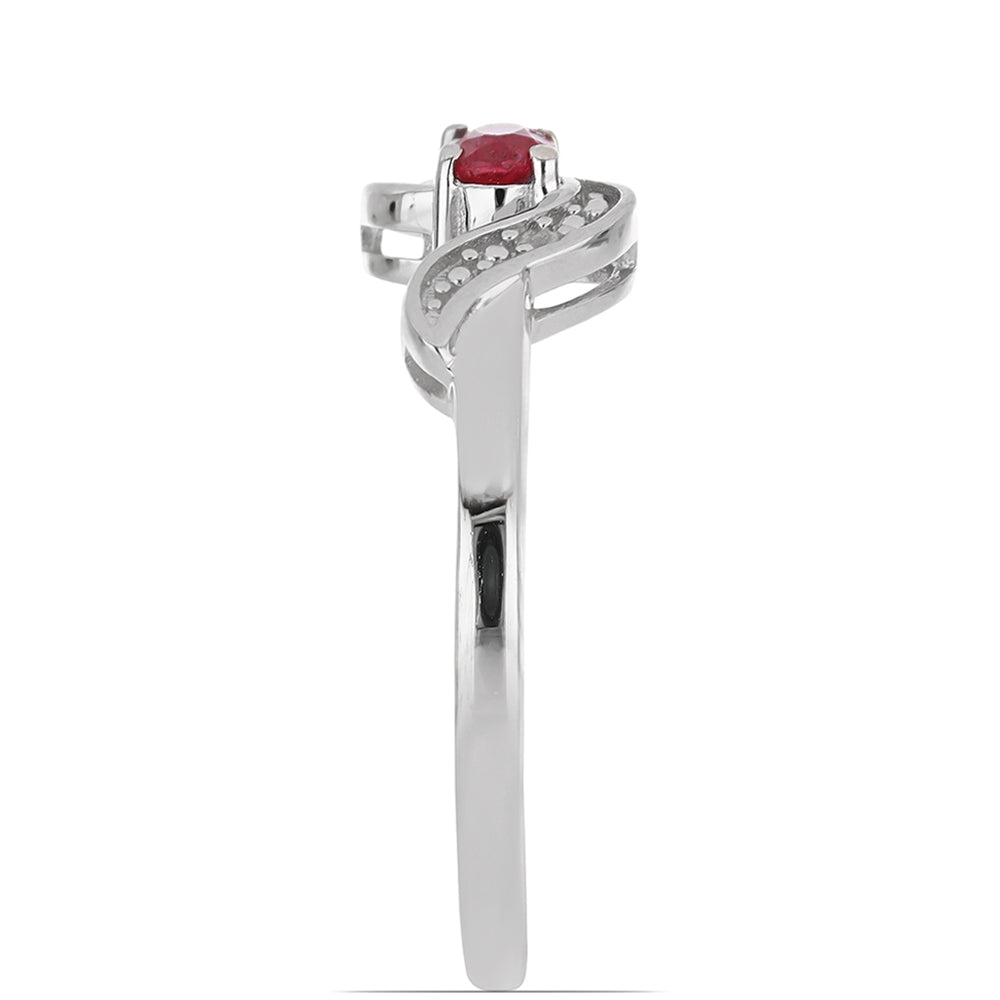 Anillo de Plata con Rubí de Madagascar y Topacio Blanco