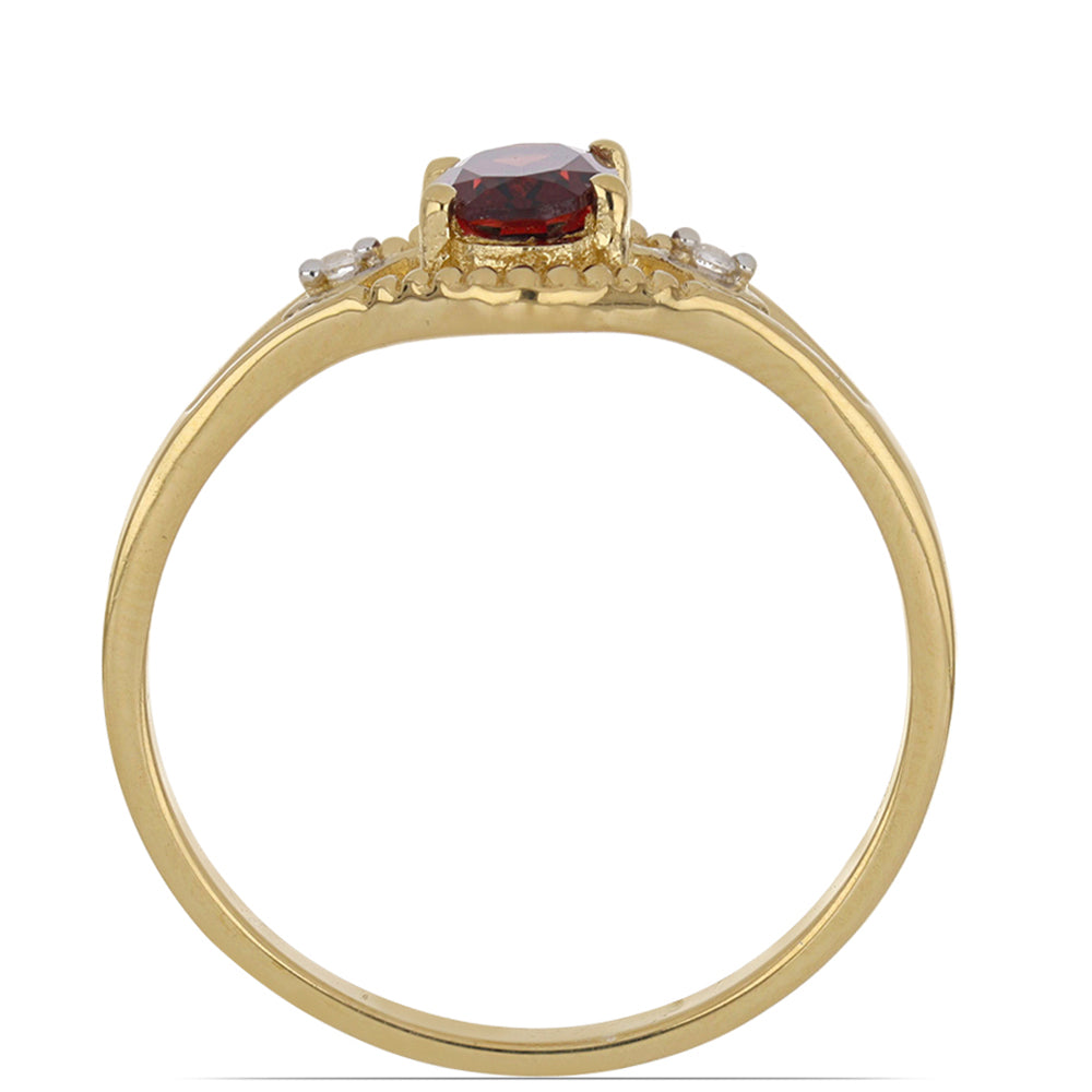 Anillo de Plata Bañada en Oro con Granate Barton y Topacio Blanco