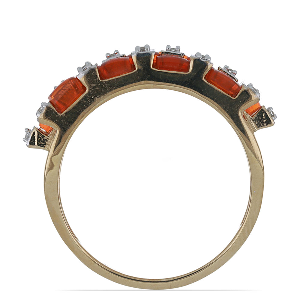 Anillo de Plata Bañada en Oro con Ópalo Naranja de Lega Dembi y Topacio Blanco