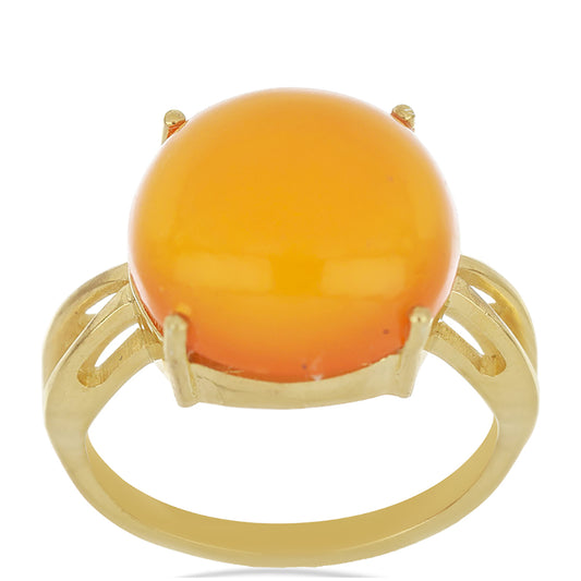 Anillo de Plata Bañada en Oro con Cornalina de Tagebau